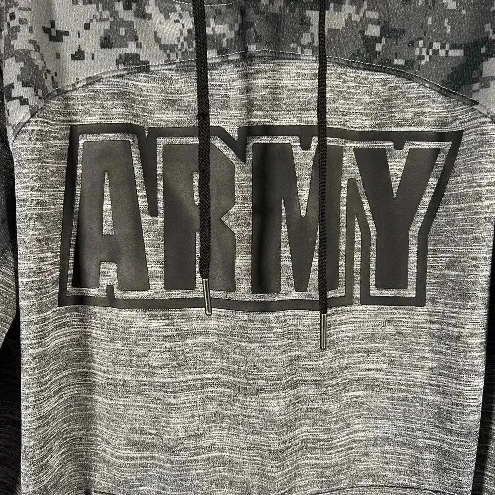 ARMY Hoodie Men's Medium Grey Camo Drawstring Pockets Long Sleeve Pullover